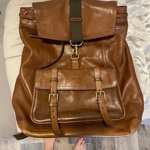 Real leather coach backpack